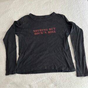 Brandy Melville Black Long Sleeve Tee nothing but rock n roll graphic